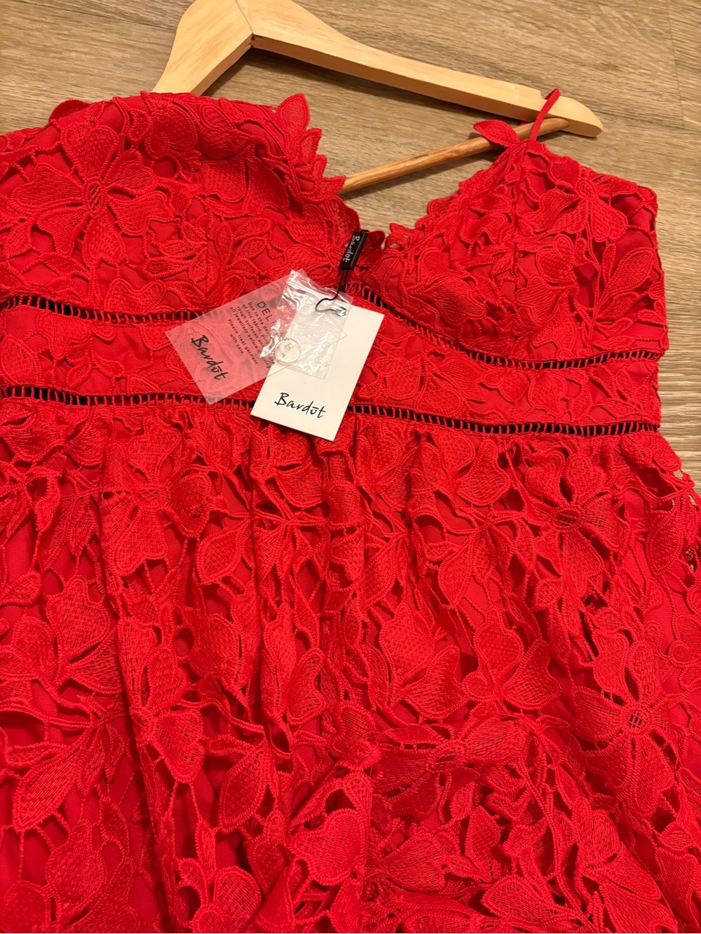 Bardot Red Lace Midi Dress - Picture 10 of 11